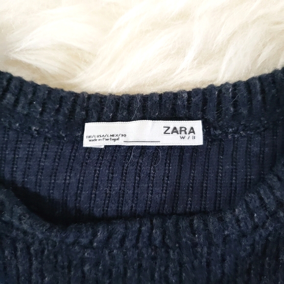 VGUC Zara Knit Floral Sequin Embroidered 3/4 Sleeves Top Sweater Size L - Picture 5 of 13